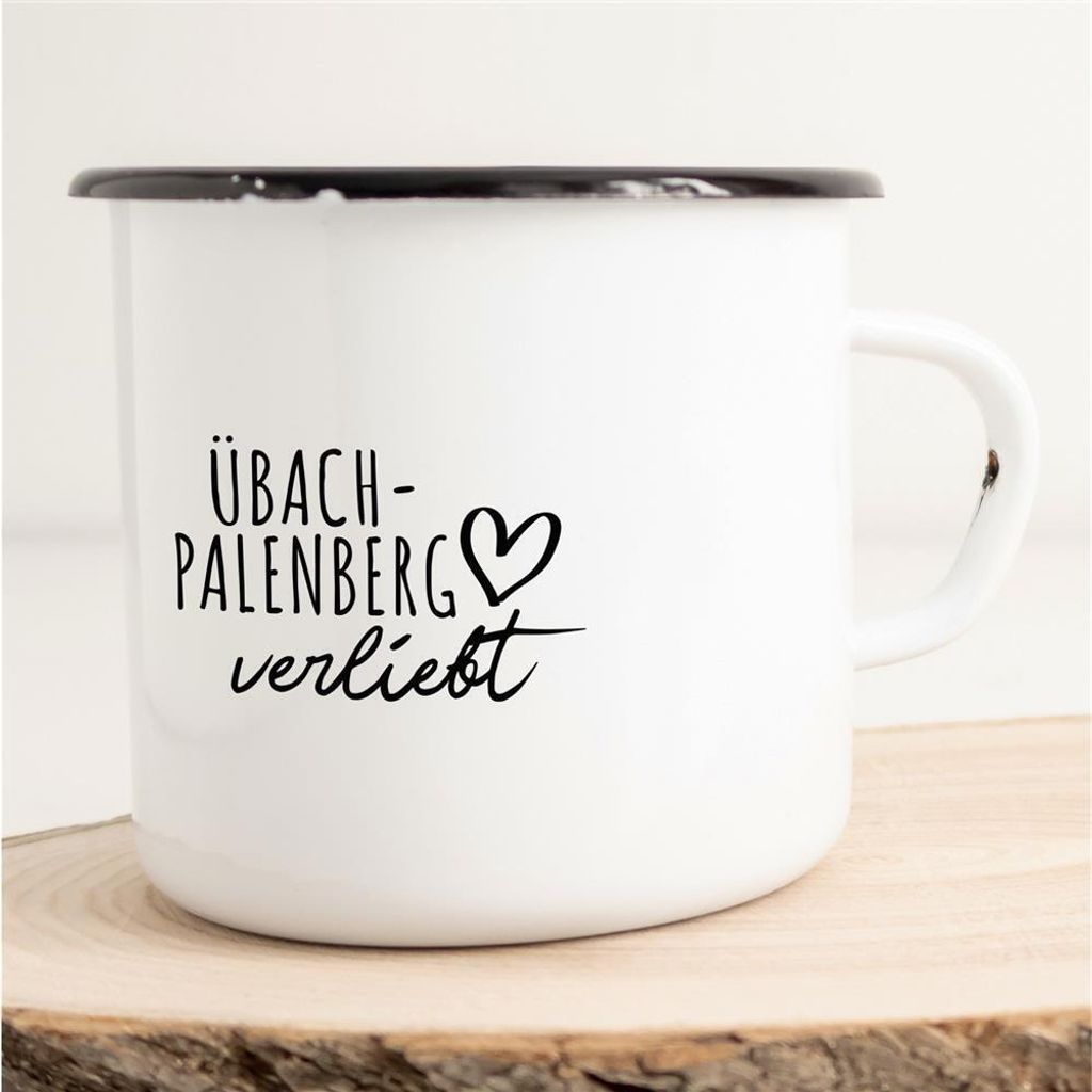 Huuraa Emaille Tasse Übach-Palenberg  Geschenk Kaffeebecher Produktbild 