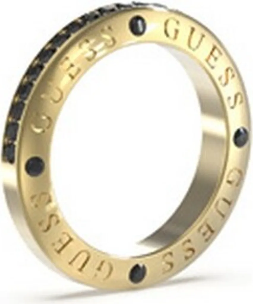 Chevalière homme en acier doré et noir - Bague Guess JUMR03219