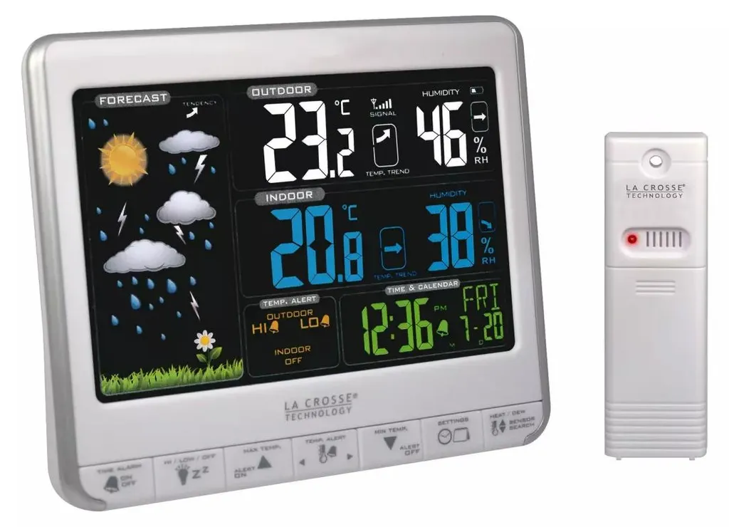Station Météo Sans Fil avec Capteur à Distance - Modèle Argenté Compact