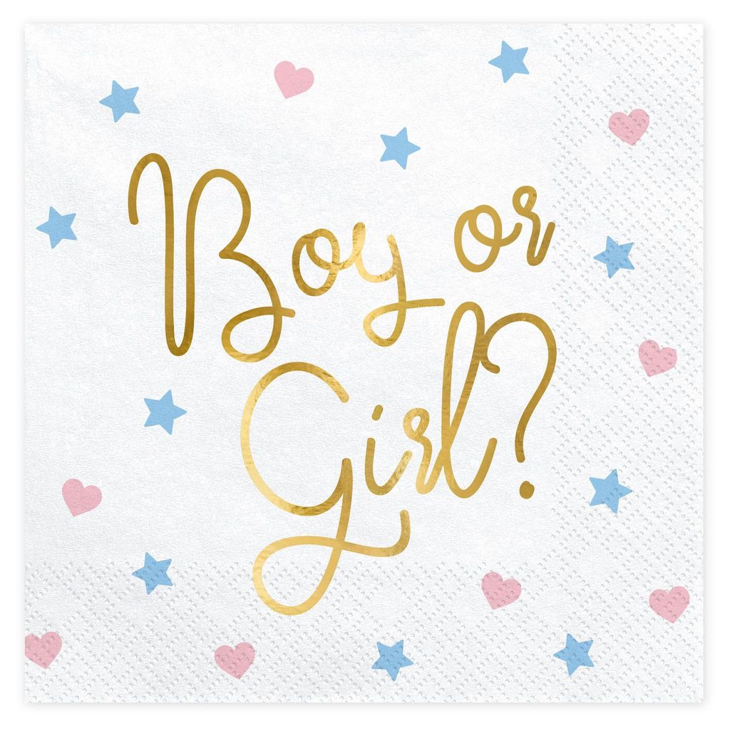 Servetten "Jongen of meisje" - Goud | 20 stuks / 33x33 cm Productafbeelding 