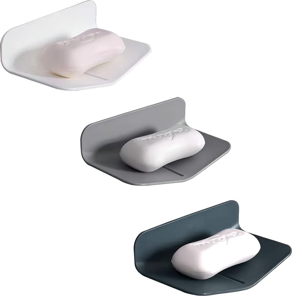 Nachhaltiger Seifenspender - selbstentwässernd - Set von 3 - Weiß, Grau, Rosa Blau - PP-Material