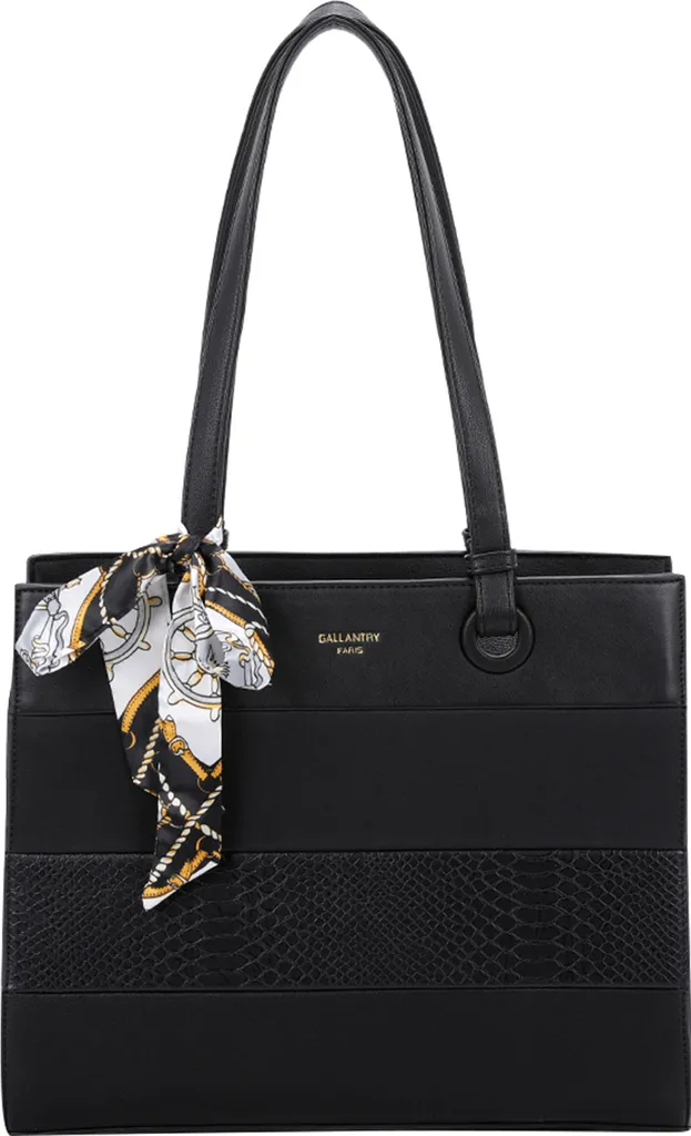 Sac à main femme Gallantry noir bimatière cabas chic et écharpe