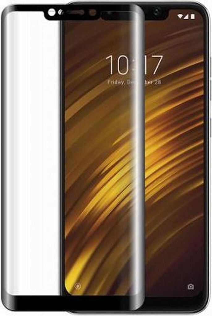 BigBen Connected, Bildschirmschutz aus Glas 2.5D Kratzfest für Pocophone F1, Schwarz transparent