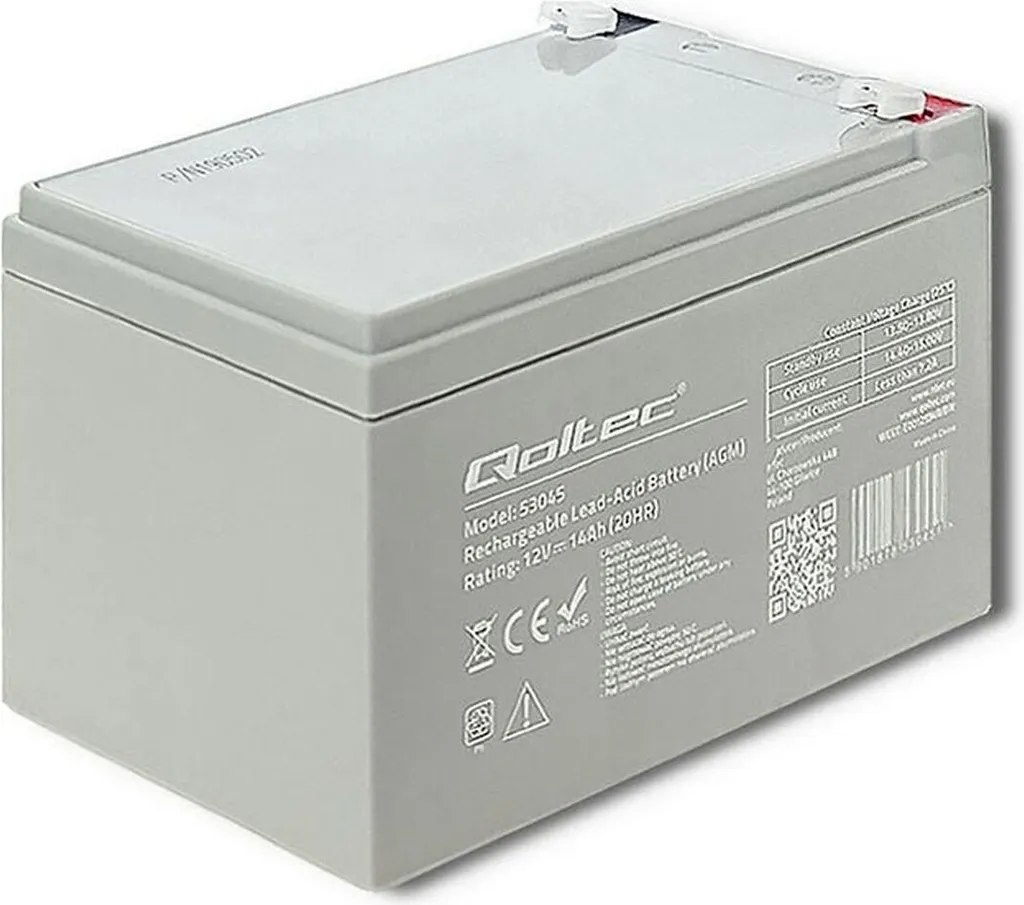 Batterie décharge lente 12V 14Ah Qoltec 53045 pour onduleur et UPS