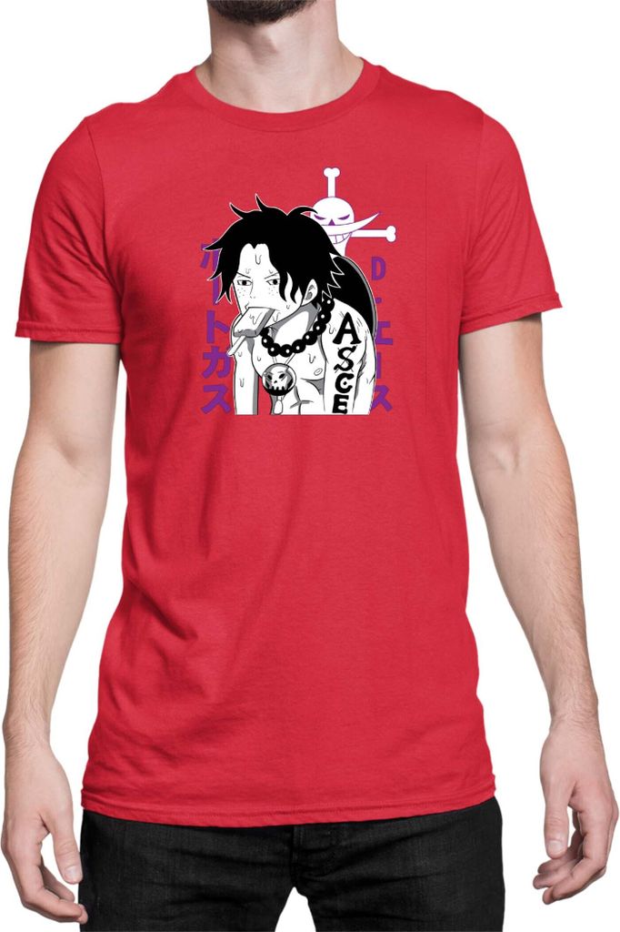 Herren T-Shirt Japan Anime Manga One Manga Piece Anime Luffy 04 Straw Icecream, Man L / Rot