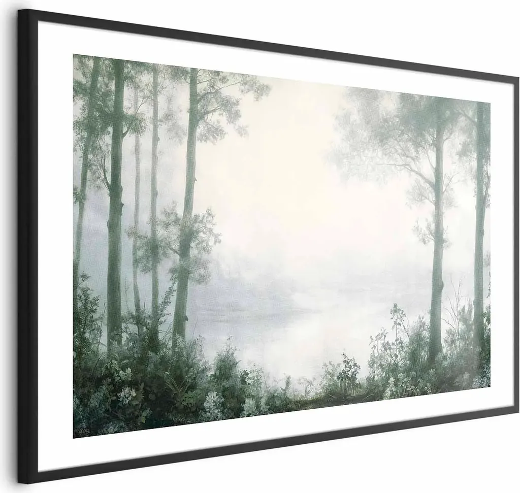 Poster Foresta e Stagno 90x60: Emozioni Naturali con Cornice Nera