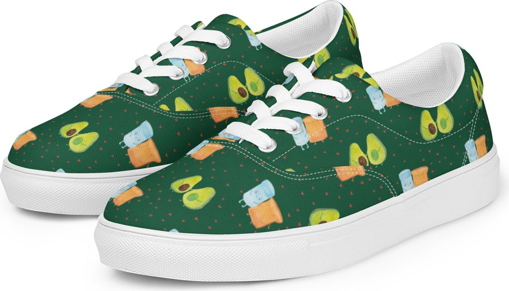 Mr. & Mrs. Panda Turnschuhe Damen Avocado Pärchen Größe 39 - Grün - Geschenk, Stoffschuhe, Halbschuhe, Sneaker, Schwangerschaft, Kinder, Liebe,...