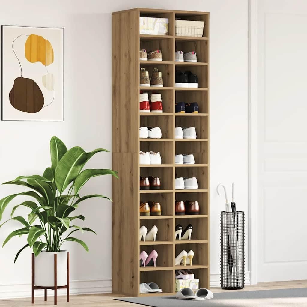 Schoenenkast in ambachtelijk eikenhout, 54x34x183 cm, Productafbeelding 