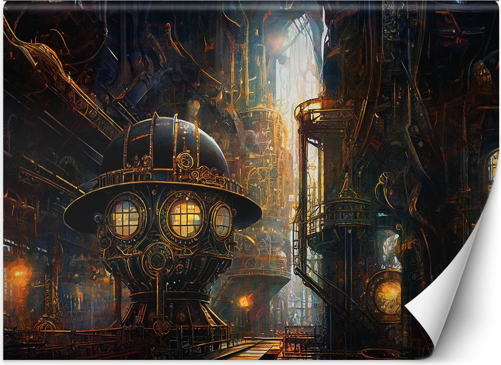 Vlies fototapete Steampunk Abstraktion 350x245 cm Feeby Gold inkl. Kleber einfache Montage