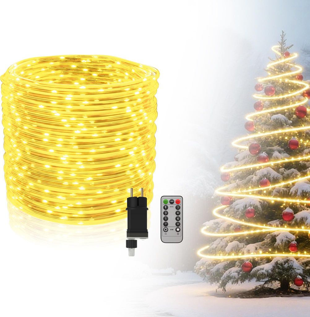 LZQ LED Lichtschlauch 30M Warmweiß 300 LEDs, IP44, 8 Modi, Dimmbar, Timer & Fernbedienung, Led für Weihnachten, Hochzeit, Garten Deko