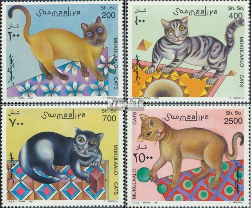 Briefmarken Somalia 1997 Mi 624-627 (kompl.Ausg.) postfrisch Hauskatzen