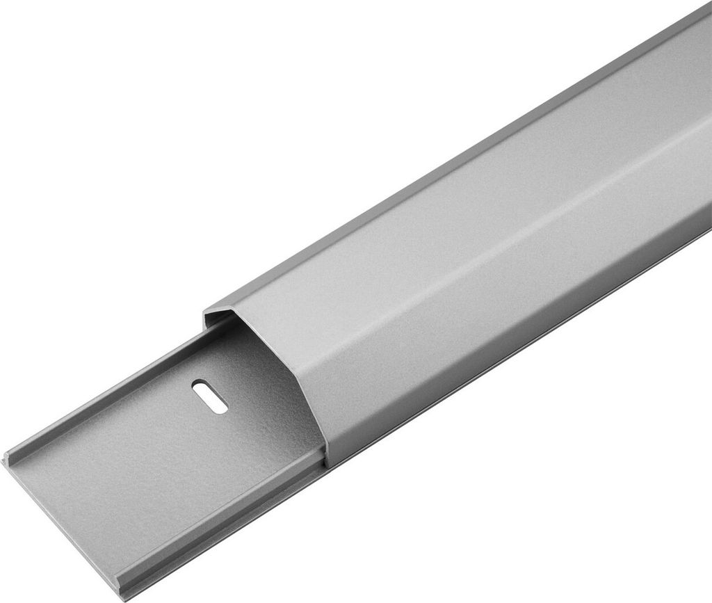 Goobay 90668 Halbrunder Aluminium-Kabelkanal 50 mm, Länge 1,1 m, Silber - zum unsichtbaren Verlegen von Kabeln
