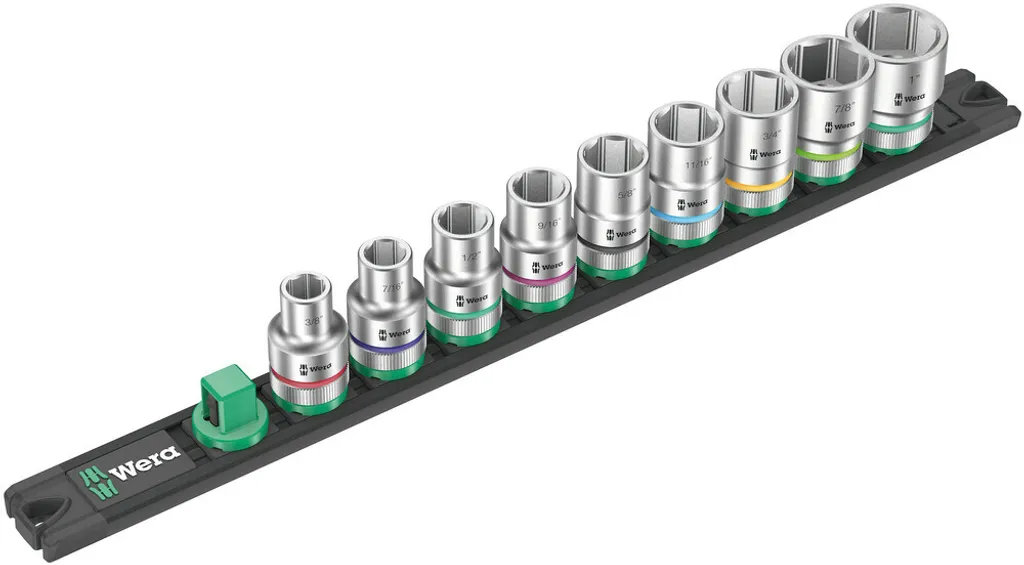Wera 05005480001: Set 9 Bussole in Pollici 1/2" su Barra Magnetica