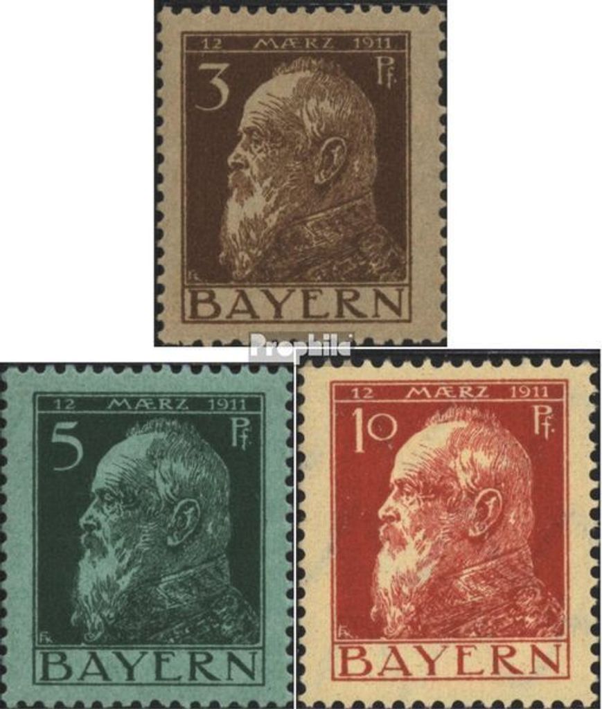 Briefmarken Bayern 1911 Mi 76II-78II gestempelt Prinzregent Luitpold