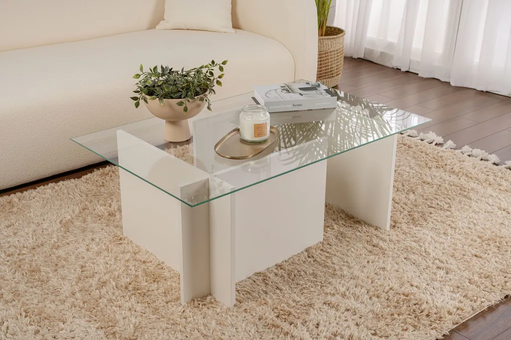 Table basse de salon moderne blanche Vetrino idéale pour espace lumineux
