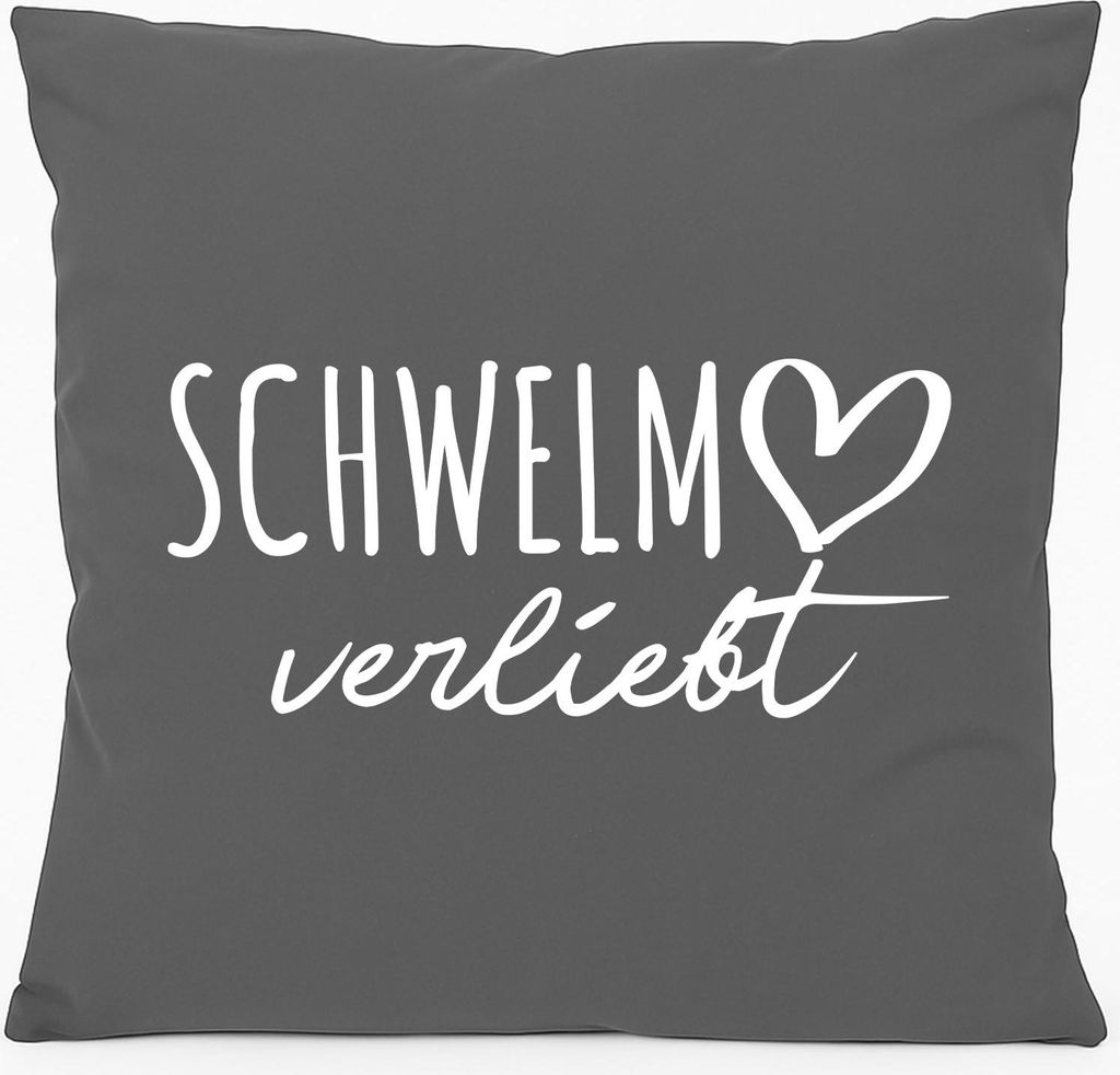 Huuraa Kissen Schwelm verliebt 40x40cm mit Füllung Steel Grey Baumwolle Dekokissen Geschenkidee