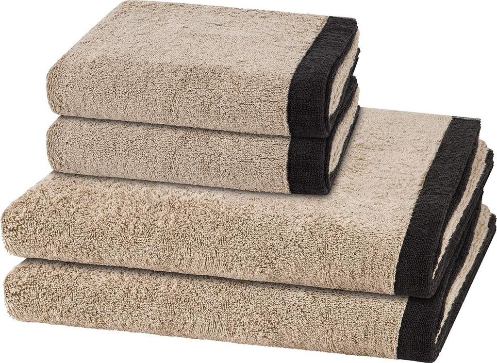 Cawö Lifestyle Splash 2 X Handtuch 2 X Duschtuch im Set Extraflauschig und saugstark, Modernes Doubleface-Design, Pflegeleicht und formstabil