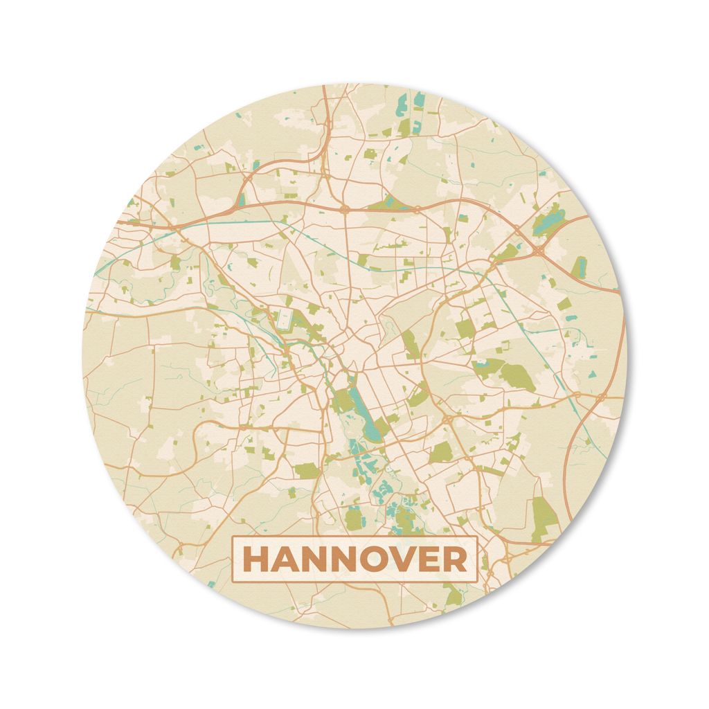 MuchoWow Mauspad Mousepad Karte - Hannover - Vintage - Karte - Stadtplan 20x20 cm - Mousepads - Maus Mat - Pad - Mausunterlage - Schreibtischmatte