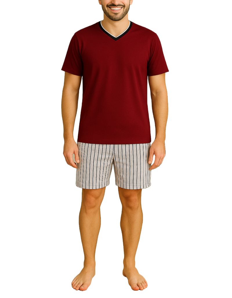 KB Schlafanzug Herren kurz Pyjama Männer 100% Baumwolle Produktbild 