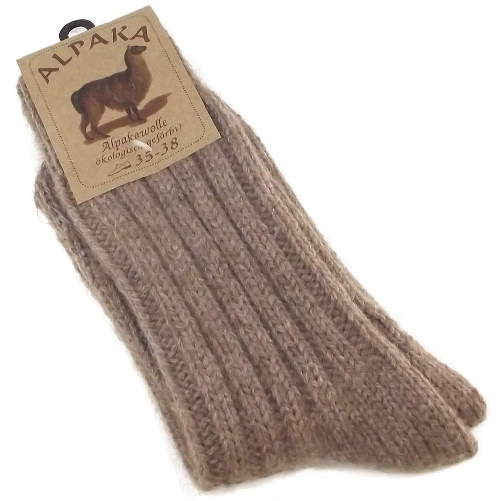 Fellhof Alpaka Uni Socken Dick hellbraun, 2712-BRWN - Gr. 39-42