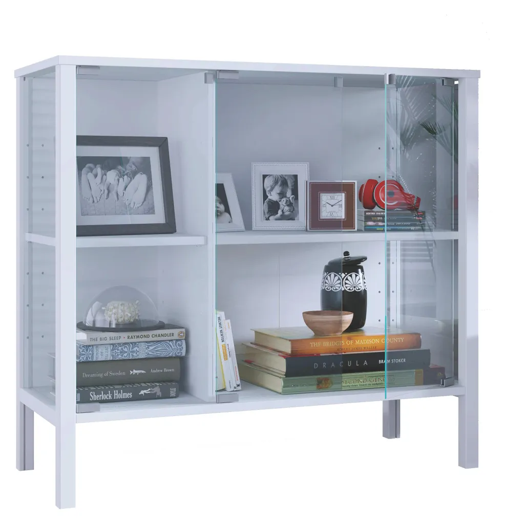 VCM Jensol Vitrine en verre buffet 80x87x35 cm pour salon et bureau