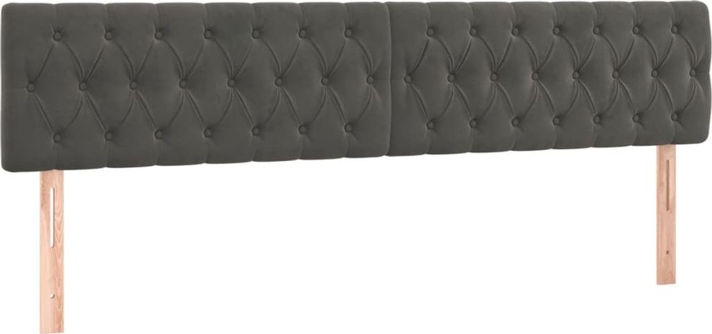 vidaXL Kopfteile 2 Stk. Dunkelgrau 100x7x78/88 cm Samt