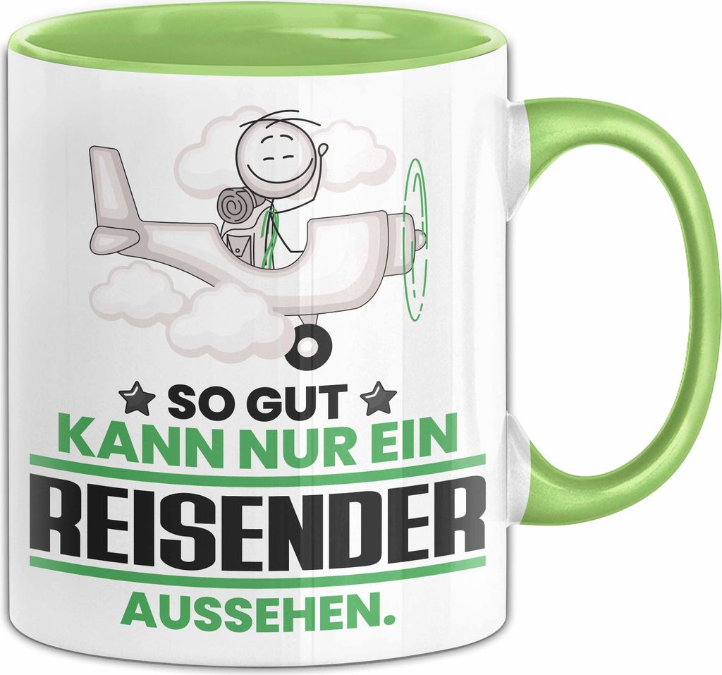 Reisender Geschenk Tasse So Gut Kann Nur Ein Reisender Aussehen Geschenkidee Kaffee-Becher (Grün)