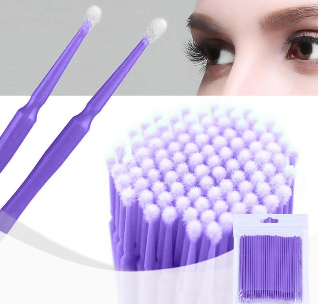 Microbürsten Wimpernbuerste für Wimpernverlängerung 100 Stück Einweg Reinigungsstäbchen Applikator für Wimpernverlängerung Entferner Makeup ...