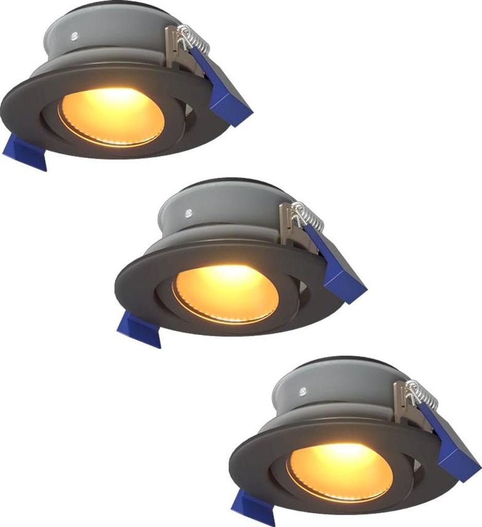 hoftronic LED Einbaustrahler 4W 345lm 2700K GU10 Schwarz IP65 Schwenkbar Dimmbar