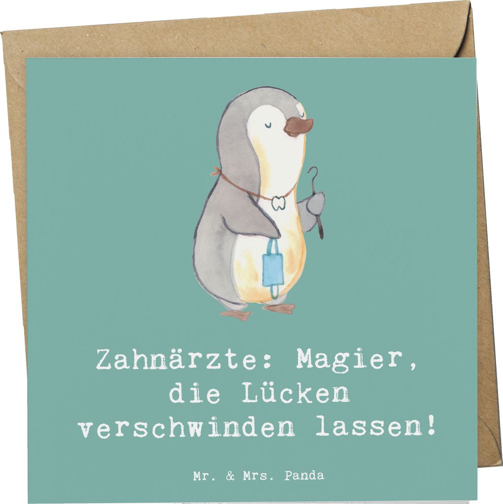 Mr. & Mrs. Panda faltkarte Zahnarzt Magier - Meeresbrise - Geschenk, Zahnheilkunde, Glückwunschkarte, Berufspassion, Geschenke mit Herz, Lücken v...