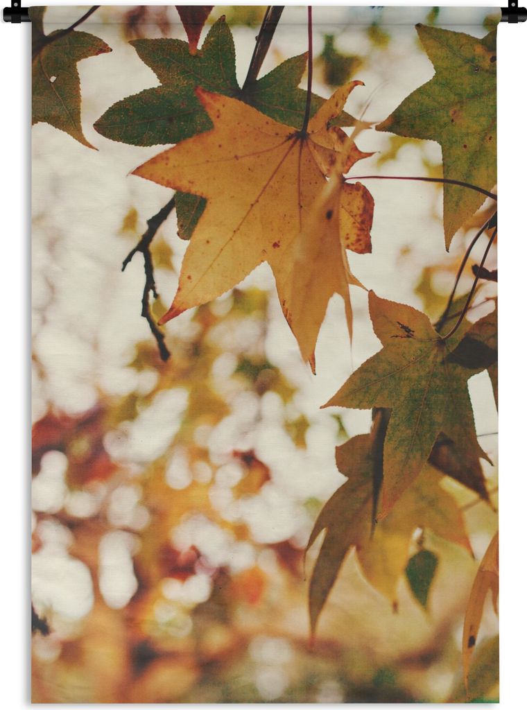MuchoWow Wandteppich Wandbehang Natur - Herbstblätter - Rustikal 90x135 cm Tapisserie Dekoration Wandtuch - Baumwolle - Wandskulptur
