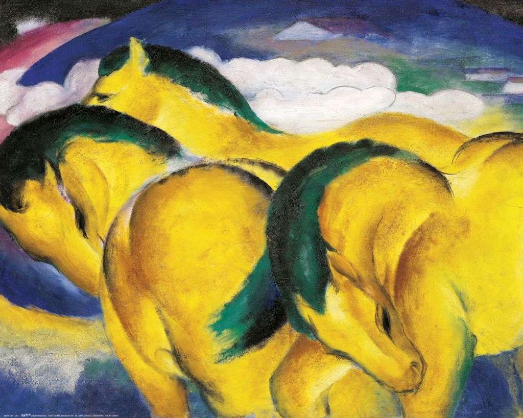 Franz Marc Kunstdruck Bild - Die Kleinen Gelben Pferde, 1912 (40 x 50 cm)