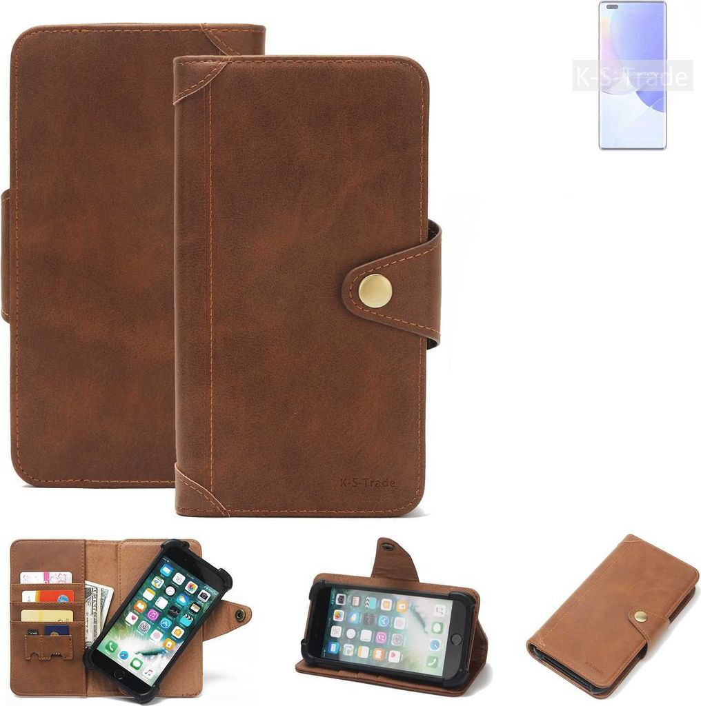 K-S-Trade Handyhülle für Huawei nova 9 Pro Schutz Hülle Walletcase Bookstyle Tasche Case Handytasche Wallet Flipcase Cover PolyurethanBraun (1x)
