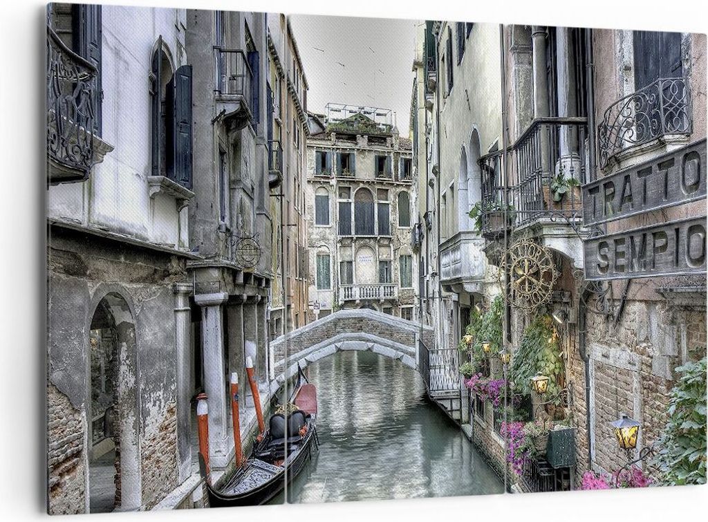 Bild auf Leinwand - Leinwandbild - Venedig Brücke Wasser - 165x110cm - Wand Bild - Wanddeko - Leinwanddruck - Bilder - Kunstdruck - Wanddekoration...