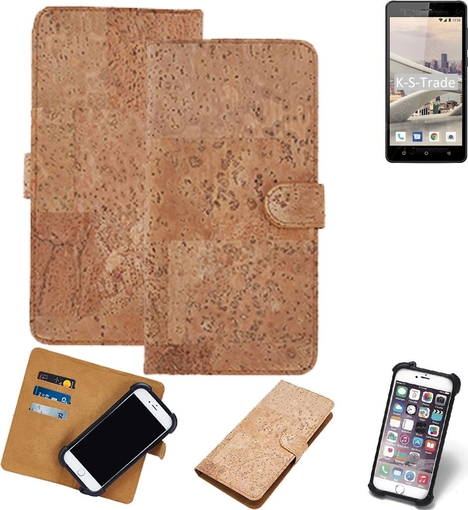 K-S-Trade Hülle kompatibel mit Energizer Energy E551S Kork Handyhülle Cover Schutzhülle TPU Case Bumper in Hellbraun, (1x)