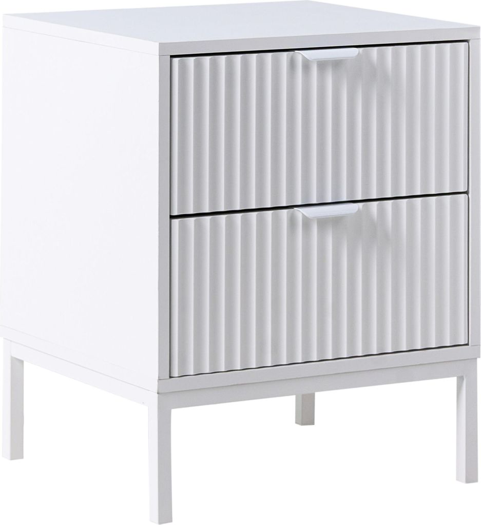 BELIANI Nachttisch mit 2 Schubladen weiß MDF modernes Aufbewahrungsmöbel geriffeltes Design für das Schlafzimmer