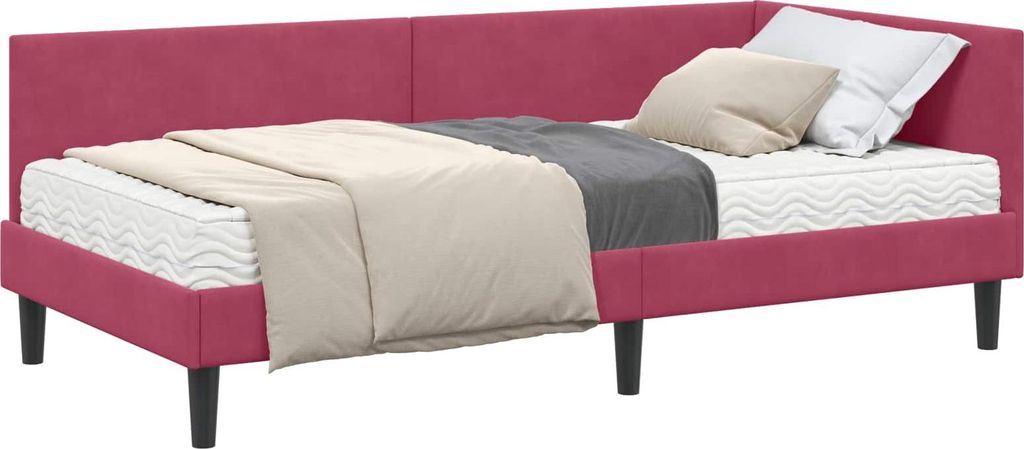 Eckbettgestell mit Matratze Sonstiges 2 pcs Grün Samt