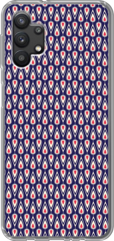 MuchoWow Handyhülle Schutzhülle Hülle für Telefoonhoesje Samsung Galaxy A32 5G Muster - Vintage - Blau - Rot Silikon Softcase Handy Hülle - ...