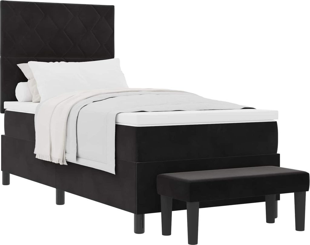 Boxspringbett mit Kopfteil Schwarz 200 x 100 cm Samt