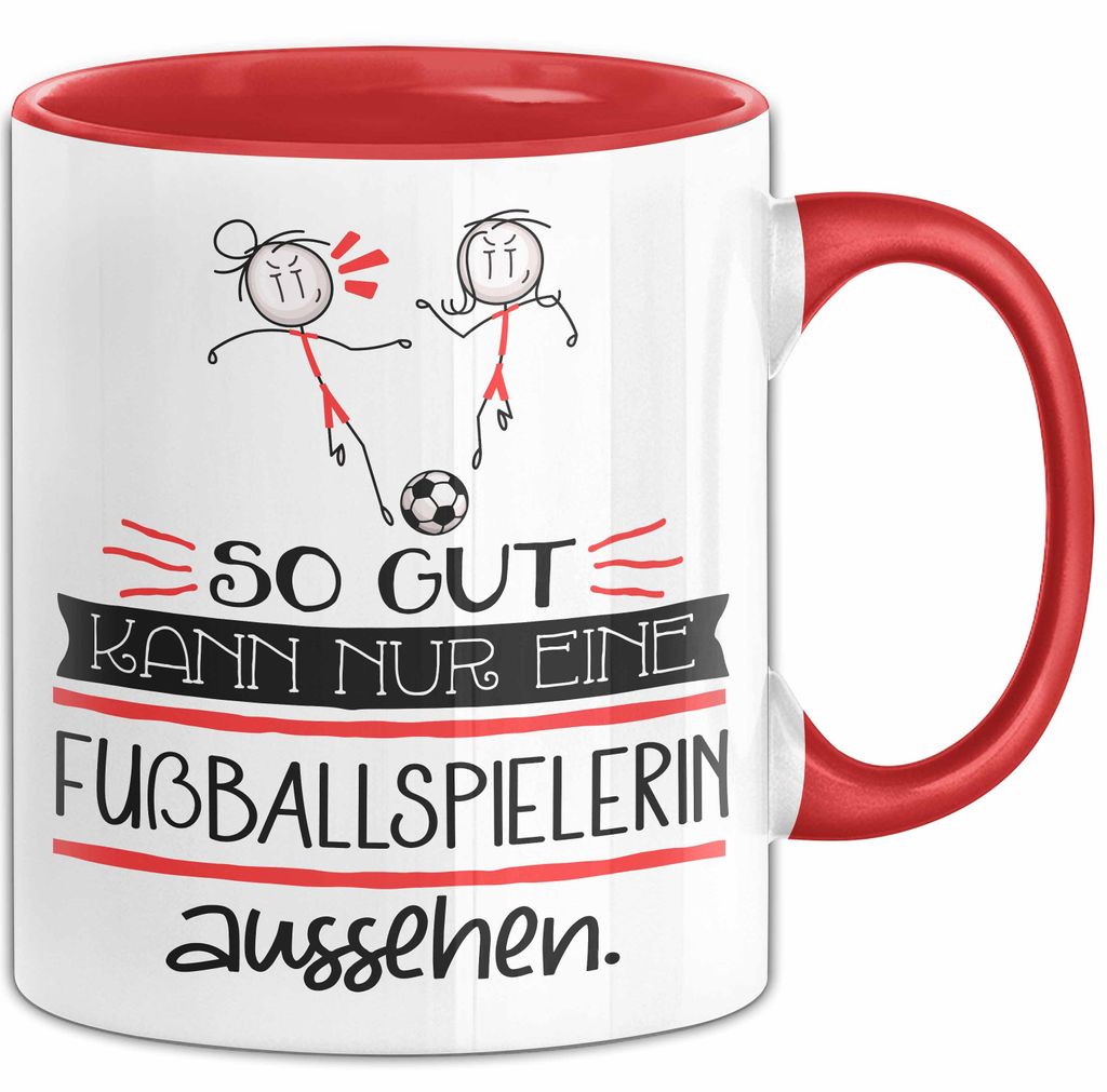 Fußballspielerin Geschenk Tasse So Gut Kann Nur Eine Fußballspielerin Aussehen Geschenkidee Geburtstag Weihnachten Lustig (Rot)