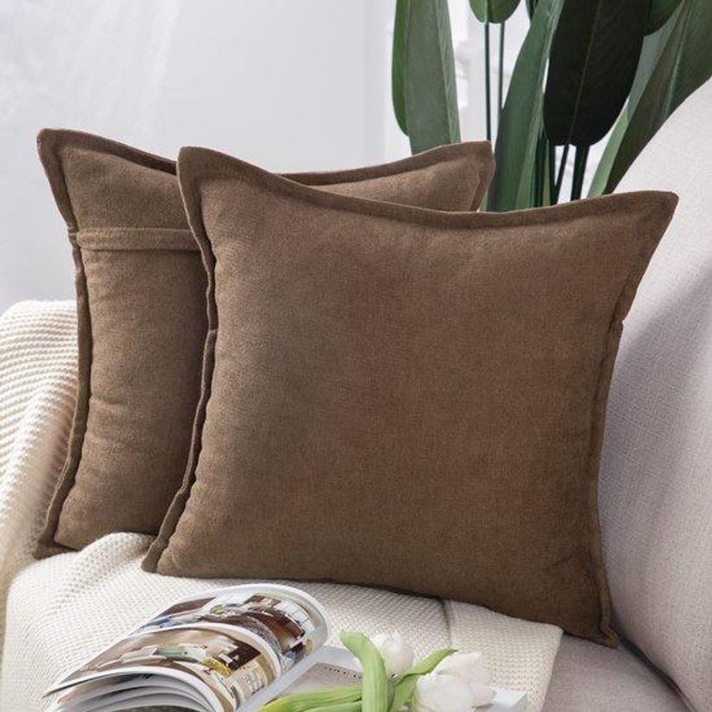 Unyqoos Set mit 2 n quadratischen Chenille-Kissenhüllen, 45 x 45 cm für Wohnzimmer und Schlafzimmer