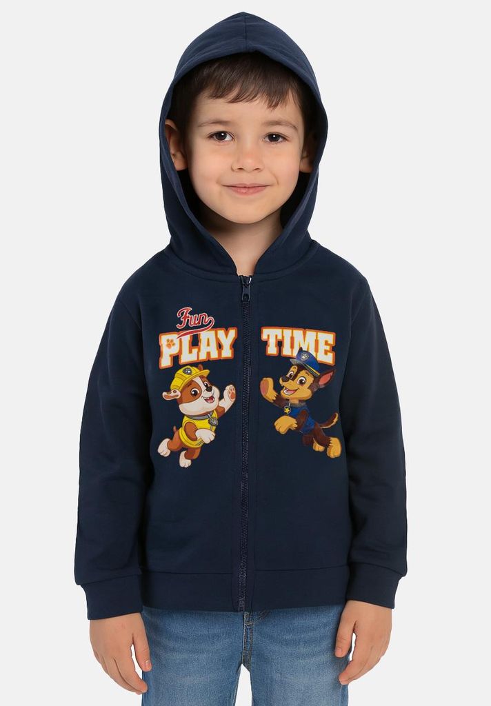 Paw Patrol Kapuzenpullover für Jungen - Playtime mit Reißverschluss Hoodie Sweatjacke Blau 86-92