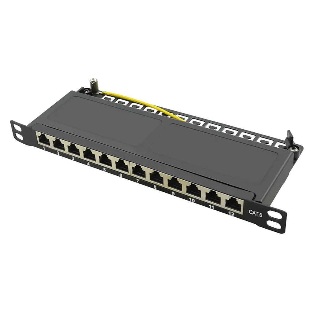Panneau de brassage LogiLink NP0069 Cat.6A 12 ports noir 10 pouces 0,5 UH