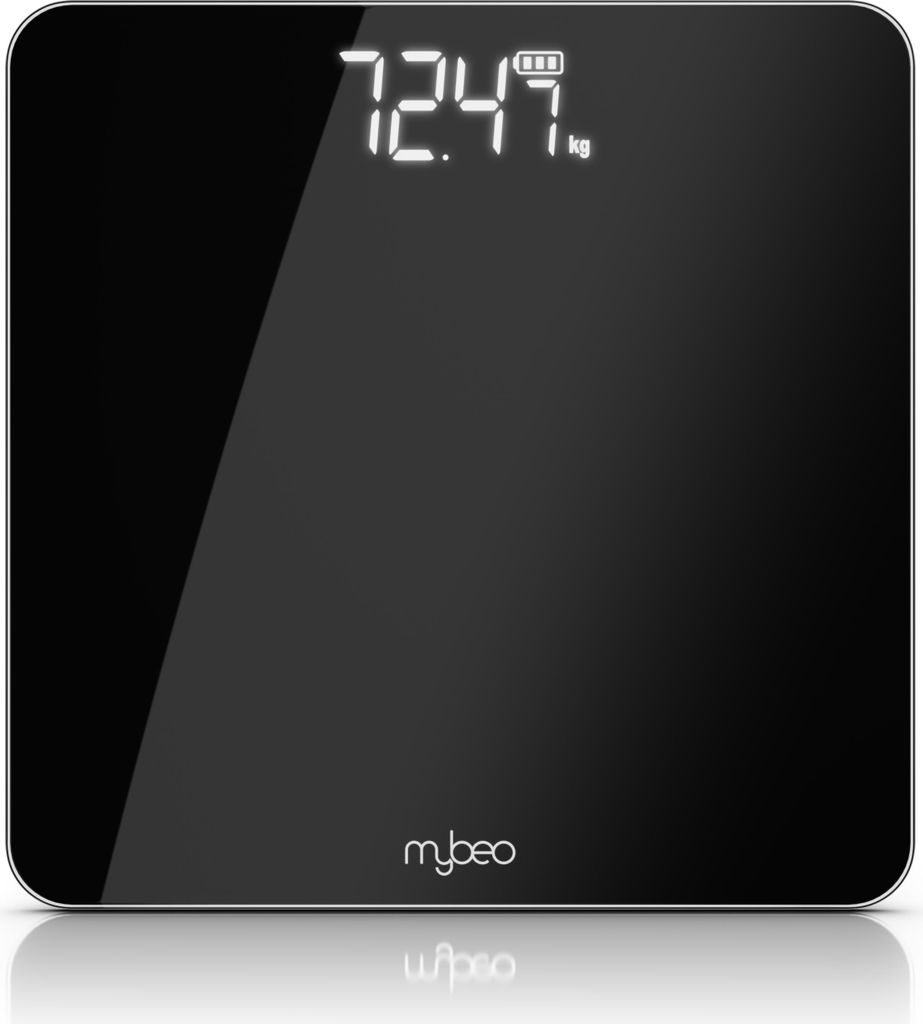 MyBeo Personenwaage, Körperwaage, digitale Waage für Personen, große Trittfläche aus 6 mm Sicherheitsglas, Badezimmer Digitalwaage, max. Belast...