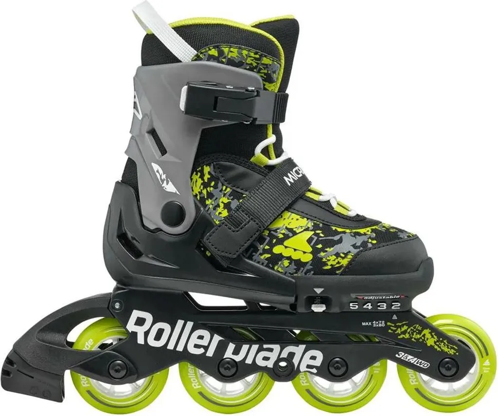 Rollerblade Microblade SL Roller Enfant Réglable Noir Citron Vert 33,5 - 2