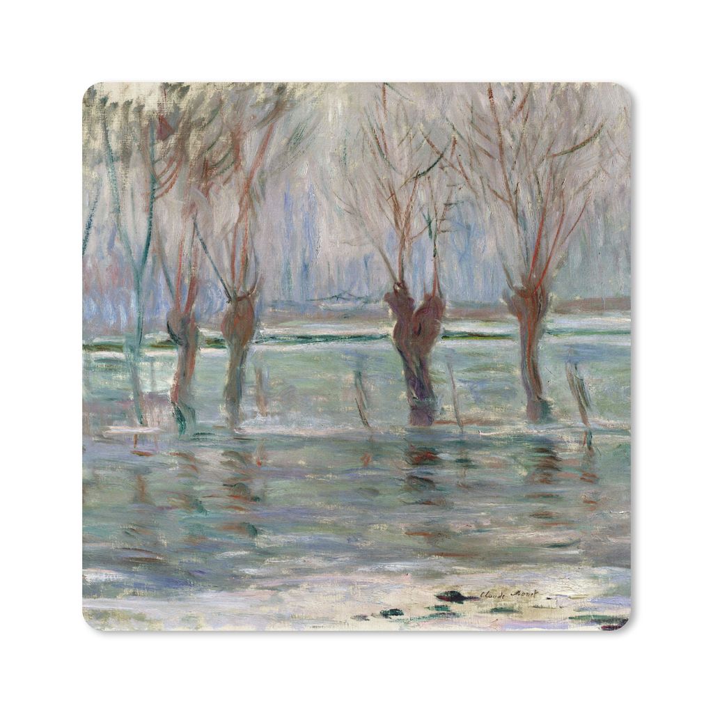 MuchoWow Mauspad Mousepad Überschwemmung - Claude Monet 20x20 cm - Mousepads - Maus Mat - Pad - Mausunterlage - Desk Mat - Bureauartikeln