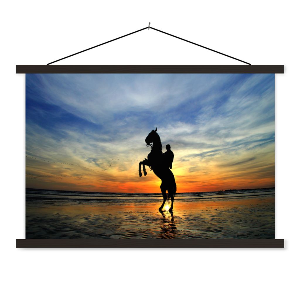 MuchoWow Textilposter Pferd - Himmel - Schatten 90x60 cm mit schwarzem Rahmen - Aufhängungssatz