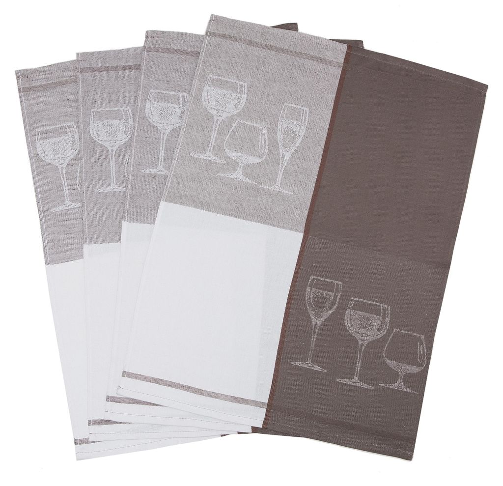 Geschirrtücher 4er Set, 50x70 cm, Halbleinen, braun Produktbild 