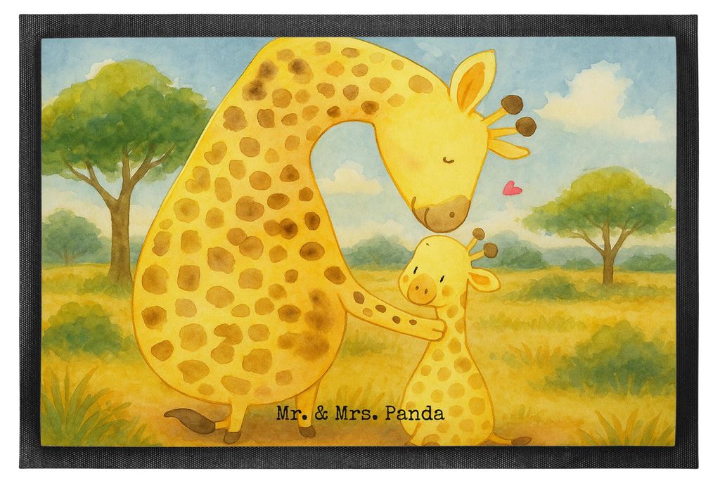 Mr. & Mrs. Panda Schmutzfangmatte Giraffe Kind Design 40 x 60 cm - Weiß - Geschenk, Bodenvorleger, Schuhabstreifer, Mama, Afrika, Tochter, Mutter,...