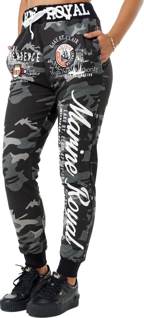 Damen Jogginghose | 100 % Baumwolle | Marine 512 Antra/Camo XXL